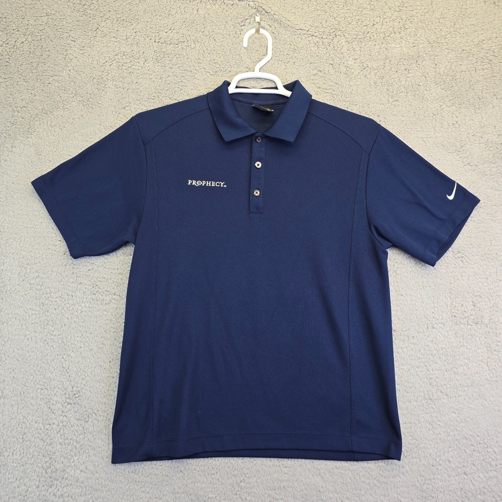 Nike Golf‎ Polo Shirt Men's Medium Navy Blue Prophecy Quick Dry Nike Golf